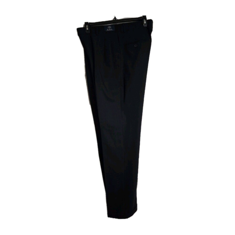 Men's Paul Frederick Zignone Navy Cuffed Pleated Dress Pants Size 35R Italy 34in